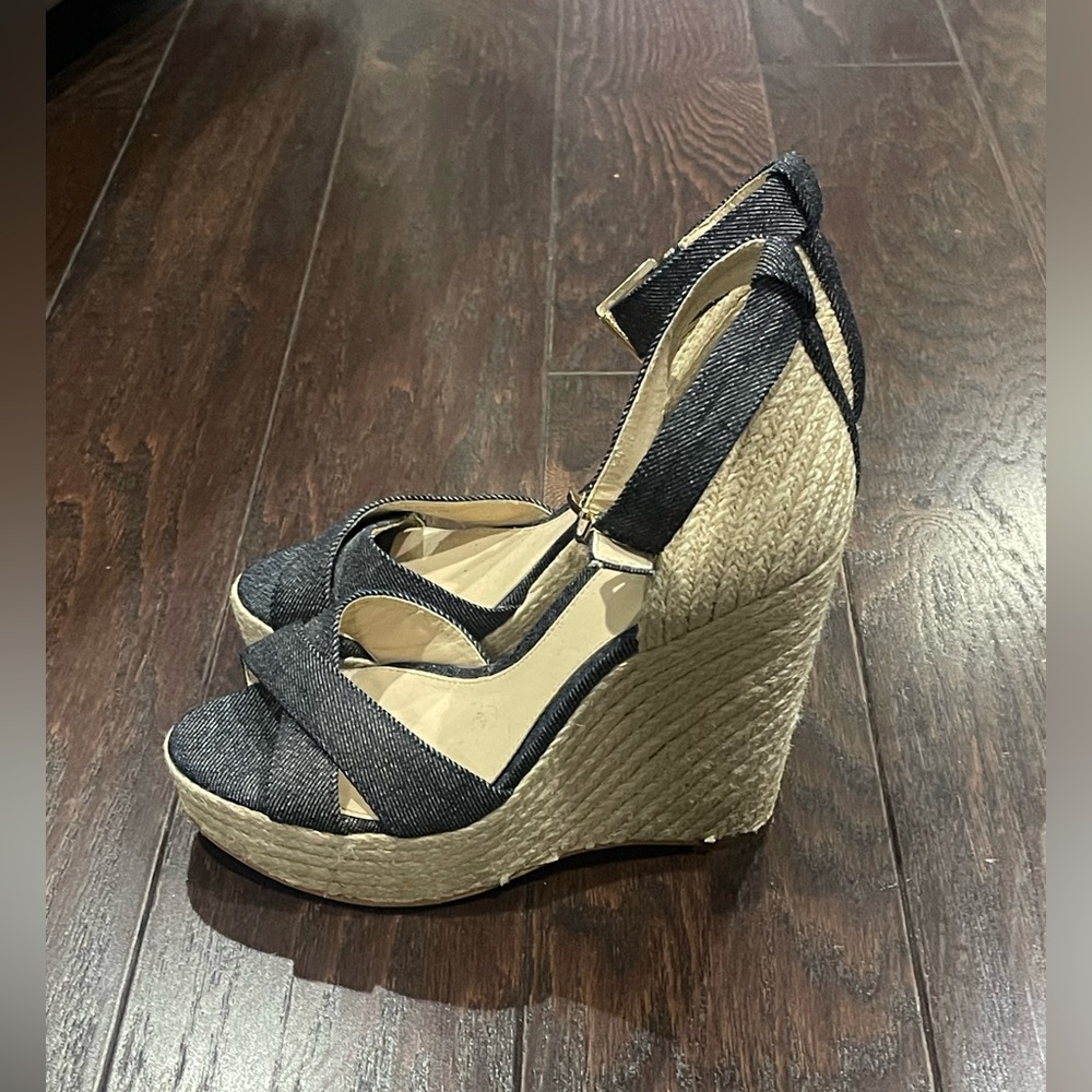 Vince Camuto Maurita Denim Espadrille Wedge Sandal size 8M
